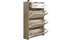 Meuble à chaussures avec 3 tiroirs basculants, 2 tiroirs de rangement, organisateur de chaussures autoportant moderne pour couloir, chambre à coucher, entrée, rangement blanc