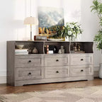 Commode de chambre à 6 tiroirs, commode étroite en bois de 160 cm avec étagère ouverte, commode mince pour chambre de bébé, appartement, organisation de placard