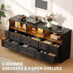 Commode de chambre à 6 tiroirs, commode étroite en bois de 160 cm avec étagère ouverte, commode mince pour chambre de bébé, appartement, organisation de placard