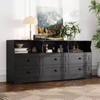 Commode de chambre à 6 tiroirs, commode étroite en bois de 160 cm avec étagère ouverte, commode mince pour chambre de bébé, appartement, organisation de placard