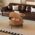 Table basse relevable ronde GDFStudio Lewis Rustic 31,5 avec rangement dissimulé
