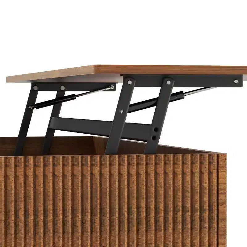 Table basse relevable ronde GDFStudio Lewis Rustic 31,5 avec rangement dissimulé
