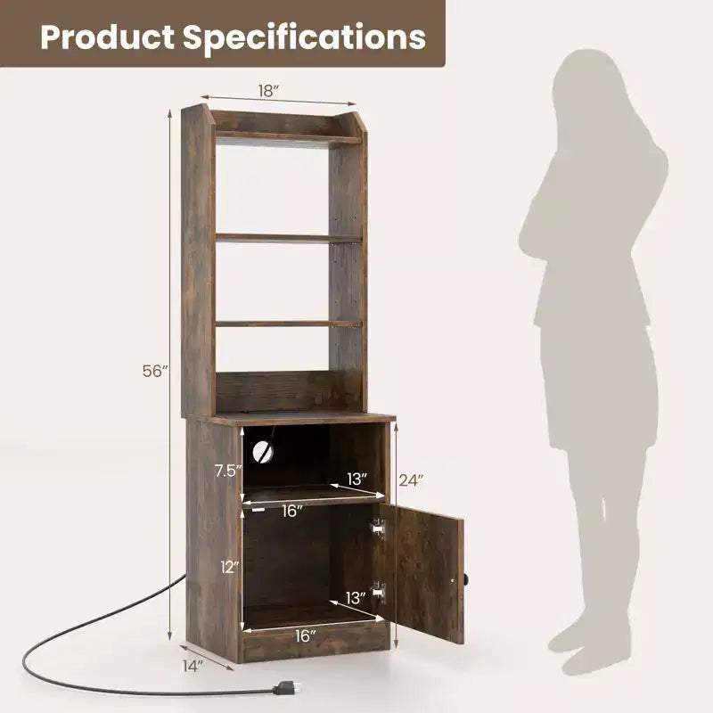 Table de chevet Costway avec étagère et station de charge