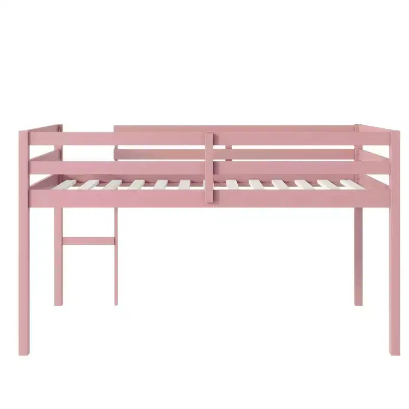 Lit mezzanine double Luxystar avec échelle, plateforme de lit à lattes renforcées pour chambre d'enfant et chambre d'amis