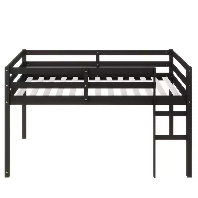 Lit mezzanine double Luxystar avec échelle, plateforme de lit à lattes renforcées pour chambre d'enfant et chambre d'amis