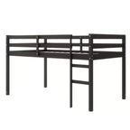Lit mezzanine double Luxystar avec échelle, plateforme de lit à lattes renforcées pour chambre d'enfant et chambre d'amis
