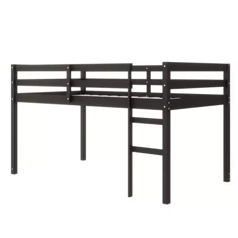 Lit mezzanine double Luxystar avec échelle, plateforme de lit à lattes renforcées pour chambre d'enfant et chambre d'amis