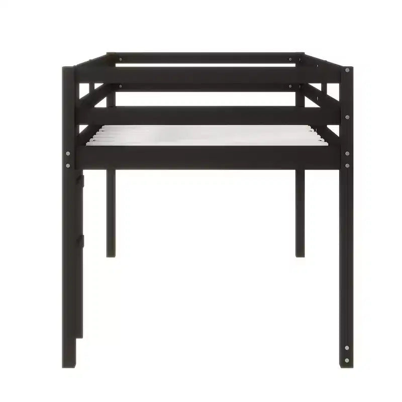 Lit mezzanine double Luxystar avec échelle, plateforme de lit à lattes renforcées pour chambre d'enfant et chambre d'amis