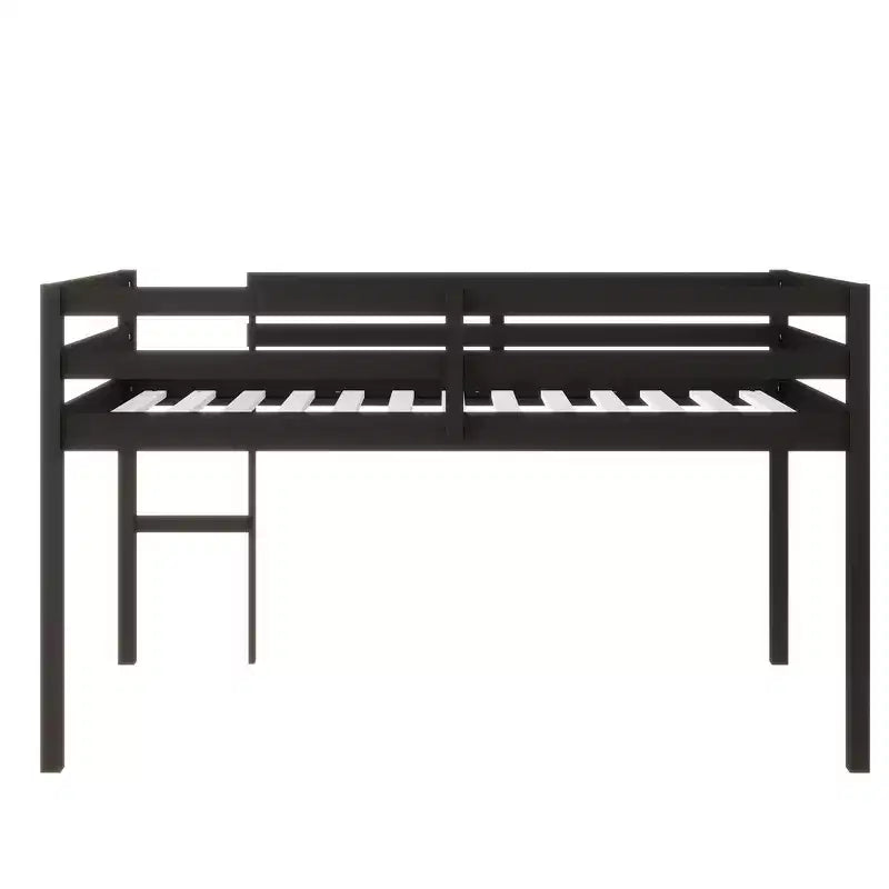 Lit mezzanine double Luxystar avec échelle, plateforme de lit à lattes renforcées pour chambre d'enfant et chambre d'amis