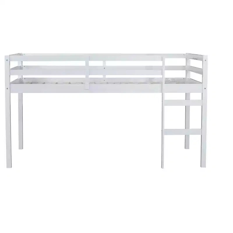 Lit mezzanine double Luxystar avec échelle, plateforme de lit à lattes renforcées pour chambre d'enfant et chambre d'amis