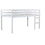 Lit mezzanine double Luxystar avec échelle, plateforme de lit à lattes renforcées pour chambre d'enfant et chambre d'amis