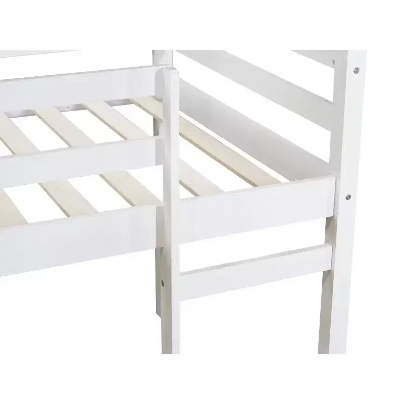Lit mezzanine double Luxystar avec échelle, plateforme de lit à lattes renforcées pour chambre d'enfant et chambre d'amis