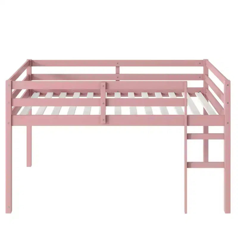 Lit mezzanine double Luxystar avec échelle, plateforme de lit à lattes renforcées pour chambre d'enfant et chambre d'amis