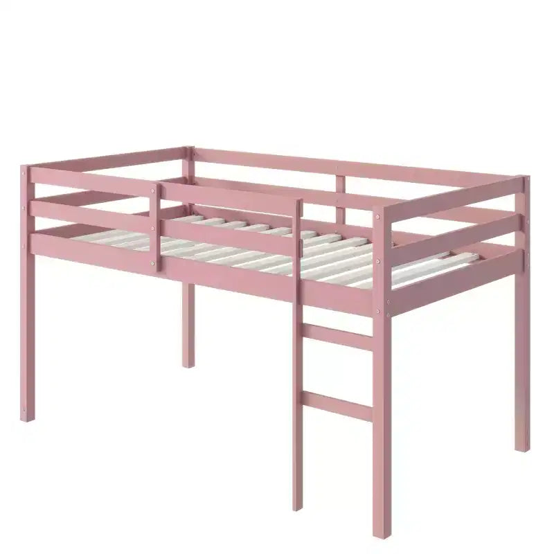 Lit mezzanine double Luxystar avec échelle, plateforme de lit à lattes renforcées pour chambre d'enfant et chambre d'amis