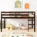 Lit mezzanine double Luxystar avec échelle, plateforme de lit à lattes renforcées pour chambre d'enfant et chambre d'amis