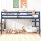 Lit mezzanine double Luxystar avec échelle, plateforme de lit à lattes renforcées pour chambre d'enfant et chambre d'amis