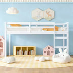 Lit mezzanine double Luxystar avec échelle, plateforme de lit à lattes renforcées pour chambre d'enfant et chambre d'amis