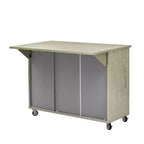 Îlot de cuisine en bois massif tressé à la main avec rabat, îlot de cuisine de style côtier sur roulettes avec étagère de rangement, chariot de cuisine roulant avec placage de frêne