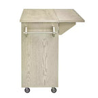 Îlot de cuisine en bois massif tressé à la main avec rabat, îlot de cuisine de style côtier sur roulettes avec étagère de rangement, chariot de cuisine roulant avec placage de frêne