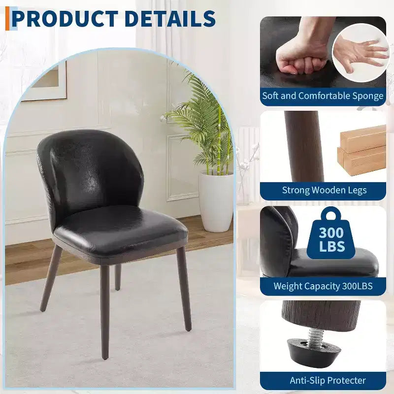 Acekool Chaises de salle à manger lot de 4, chaises de cuisine modernes rembourrées, dossier ergonomique, pieds en bois, capacité de 120 kg pour salle à manger et restaurant
