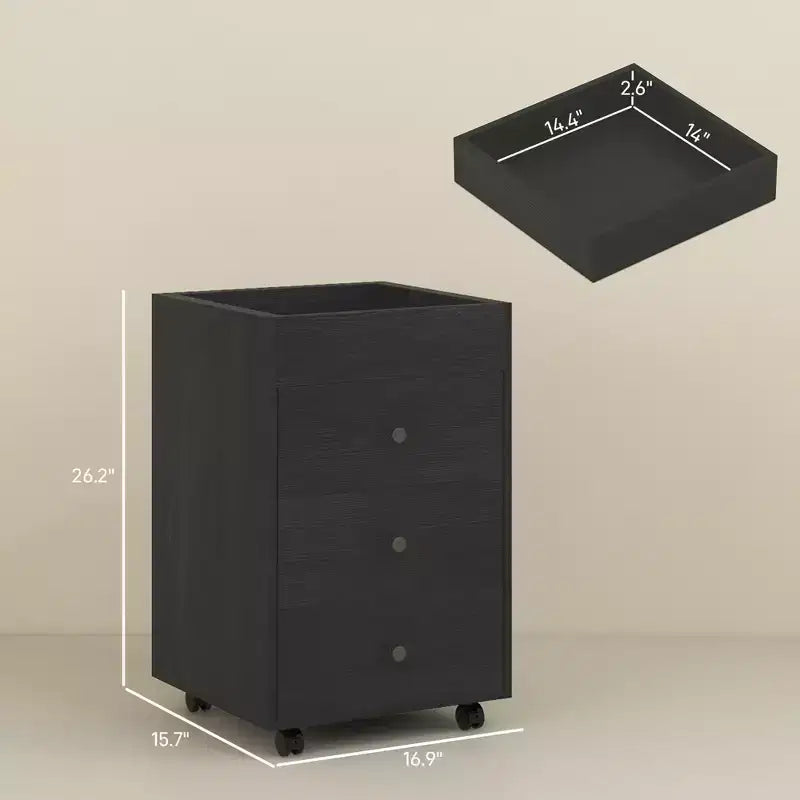 Meuble de classement à 3 tiroirs sur roulettes Meuble de rangement mobile pour bureau à domicile avec plateau supérieur Support d'imprimante sous le bureau