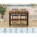 Ensemble table de cuisine 4 pièces pour petit espace - Moderne - 2 chaises, 1 banc, 1 table, ensemble de salle à manger rectangulaire de 120 cm avec banc de rangement