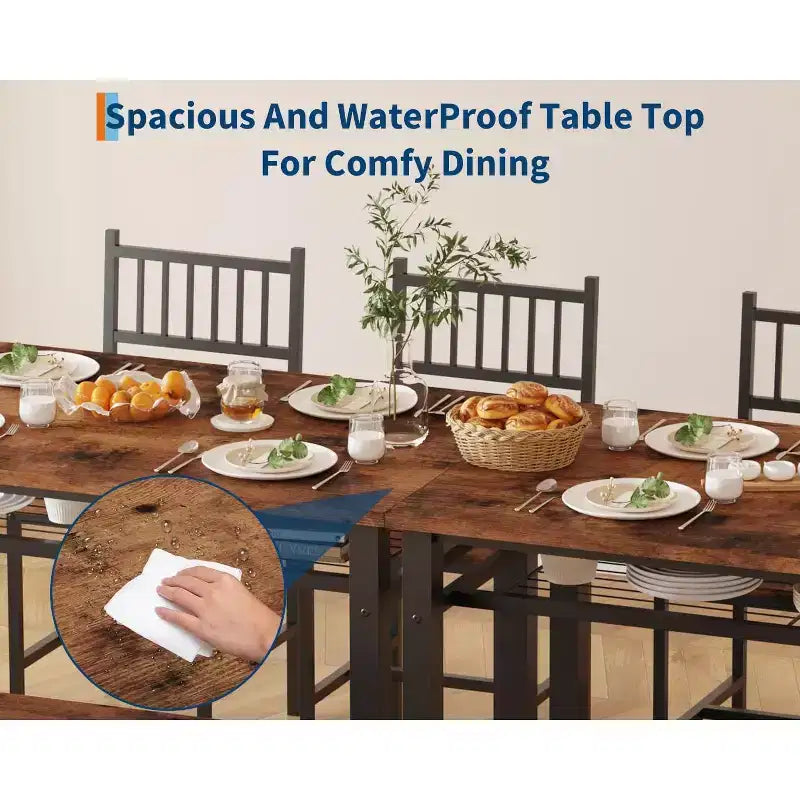 Ensemble table de cuisine 4 pièces pour petit espace - Moderne - 2 chaises, 1 banc, 1 table, ensemble de salle à manger rectangulaire de 120 cm avec banc de rangement