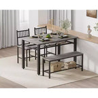 Ensemble table de cuisine 4 pièces pour petit espace - Moderne - 2 chaises, 1 banc, 1 table, ensemble de salle à manger rectangulaire de 120 cm avec banc de rangement