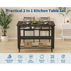 Ensemble table de cuisine 4 pièces pour petit espace - Moderne - 2 chaises, 1 banc, 1 table, ensemble de salle à manger rectangulaire de 120 cm avec banc de rangement