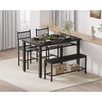 4 Piece Kitchen Table Set for Small SpaceModern Dining Table Set2 Chairs,1 Bench,1 Table,47 Rectangular Dining Room Set with Storage Bench