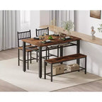 Ensemble table de cuisine 4 pièces pour petit espace - Moderne - 2 chaises, 1 banc, 1 table, ensemble de salle à manger rectangulaire de 120 cm avec banc de rangement