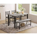 Ensemble table de cuisine 4 pièces pour petit espace - Moderne - 2 chaises, 1 banc, 1 table, ensemble de salle à manger rectangulaire de 120 cm avec banc de rangement