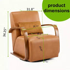 Fauteuil pivotant TUYOHW, fauteuil de loisirs avec revêtement en similicuir, accoudoirs en bois massif, fauteuil pivotant ergonomique pour salon