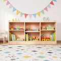Wooden Storage Shelf,5-Compartment Toy & Book Organizer with Adjustable Dividers, Natural Finish Kids' Bookcase for Playrooms, Nurseries & Classrooms