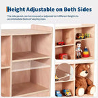 Étagère de rangement en bois, organiseur de jouets et de livres à 5 compartiments avec séparateurs réglables, bibliothèque pour enfants au fini naturel pour salles de jeux, crèches et salles de classe