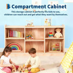 Étagère de rangement en bois, organiseur de jouets et de livres à 5 compartiments avec séparateurs réglables, bibliothèque pour enfants au fini naturel pour salles de jeux, crèches et salles de classe
