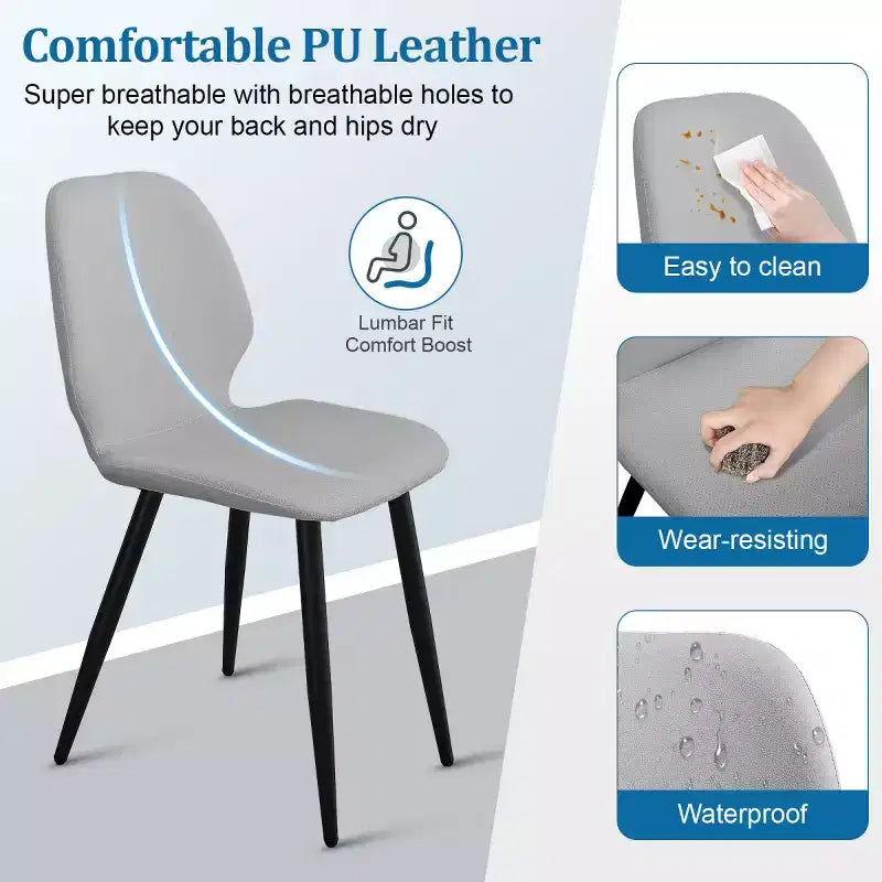 Lot de 6 chaises de salle à manger rembourrées avec pieds en métal, chaises de cuisine modernes en cuir pour salle à manger, restaurant ou salon-Panipeachy