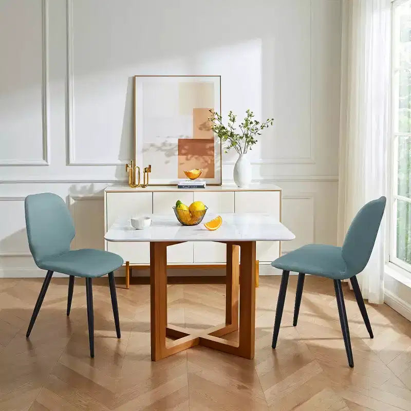 Lot de 6 chaises de salle à manger rembourrées avec pieds en métal, chaises de cuisine modernes en cuir pour salle à manger, restaurant ou salon-Panipeachy