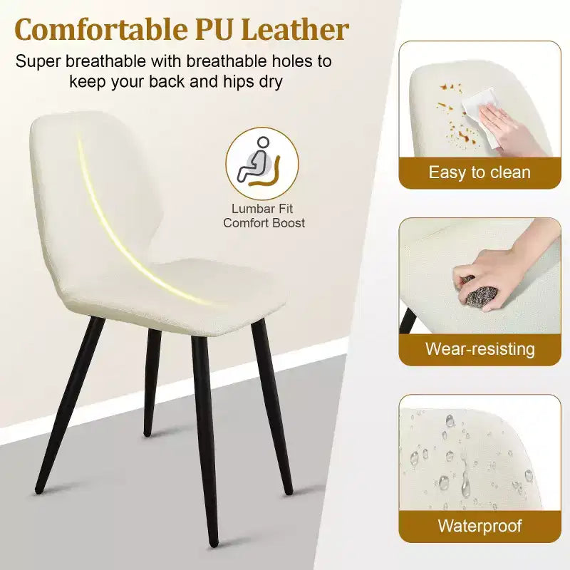 Lot de 6 chaises de salle à manger rembourrées avec pieds en métal, chaises de cuisine modernes en cuir pour salle à manger, restaurant ou salon-Panipeachy