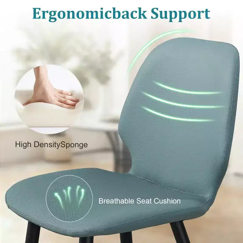 Lot de 6 chaises de salle à manger rembourrées avec pieds en métal, chaises de cuisine modernes en cuir pour salle à manger, restaurant ou salon-Panipeachy