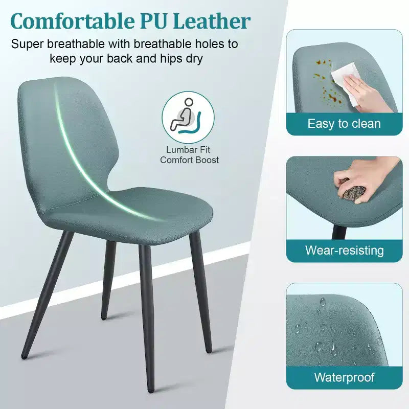 Lot de 6 chaises de salle à manger rembourrées avec pieds en métal, chaises de cuisine modernes en cuir pour salle à manger, restaurant ou salon-Panipeachy