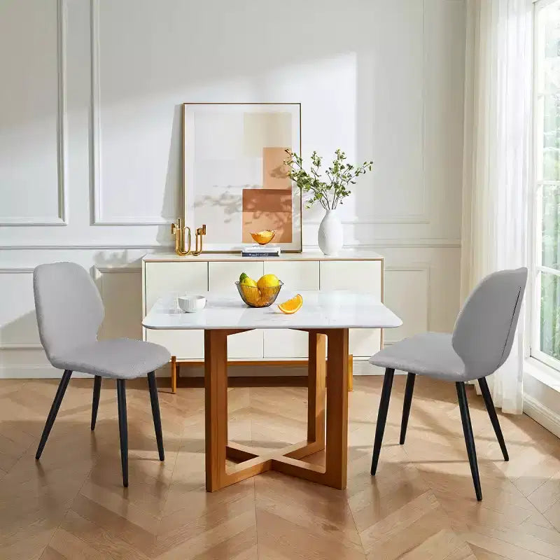 Lot de 6 chaises de salle à manger rembourrées avec pieds en métal, chaises de cuisine modernes en cuir pour salle à manger, restaurant ou salon-Panipeachy