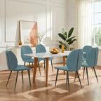 Set of 6 Upholstered Dining Chairs with Metal Legs, Modern Leather Kitchen Chairs for Dining Room, Restaurant, or Living Room-Panipeachy