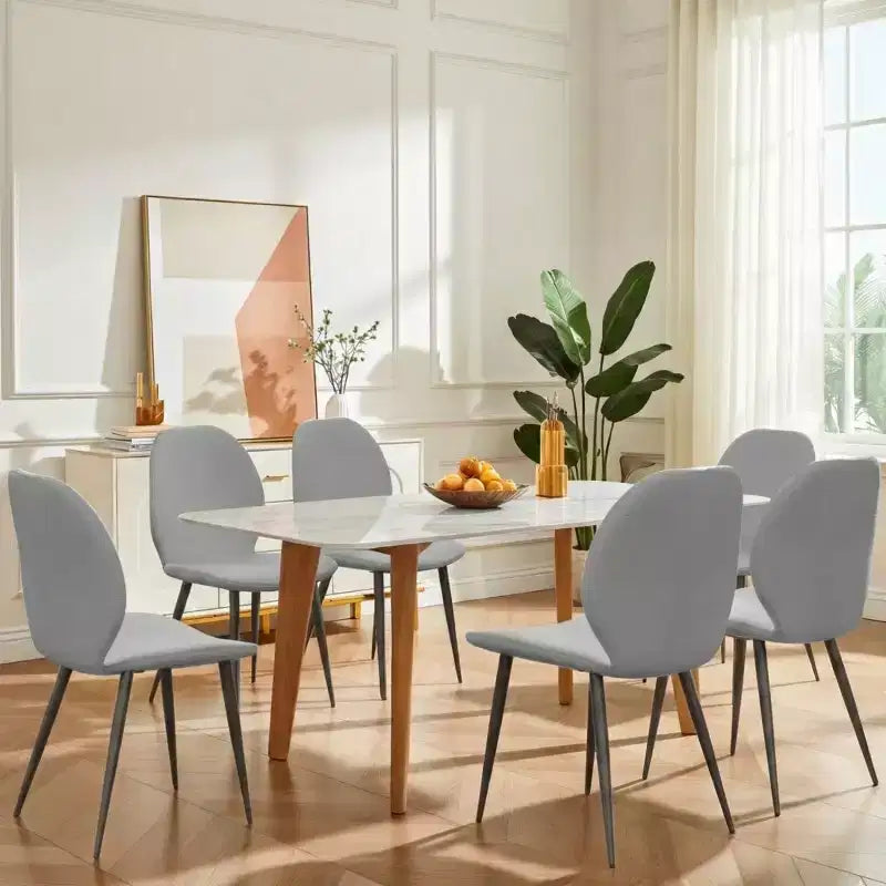 Lot de 6 chaises de salle à manger rembourrées avec pieds en métal, chaises de cuisine modernes en cuir pour salle à manger, restaurant ou salon-Panipeachy