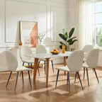 Lot de 6 chaises de salle à manger rembourrées avec pieds en métal, chaises de cuisine modernes en cuir pour salle à manger, restaurant ou salon-Panipeachy