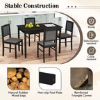Costway Ensemble table à manger 5 pièces pour 4 personnes avec pieds en bois d'hévéa, siège rembourré et dossier capitonné