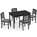 Costway Ensemble table à manger 5 pièces pour 4 personnes avec pieds en bois d'hévéa, siège rembourré et dossier capitonné