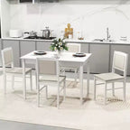 Costway Ensemble table à manger 5 pièces pour 4 personnes avec pieds en bois d'hévéa, siège rembourré et dossier capitonné