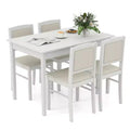 Costway 5 PCS Dining Table Set for 4 w/Rubber Wood Legs Upholstered Seat Padded Backrest