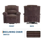 Fauteuil inclinable en velours côtelé, canapé inclinable manuel avec poignée, accoudoirs rembourrés, rembourrage épais, poche latérale, salon, chambre, salle de cinéma maison, gris foncé